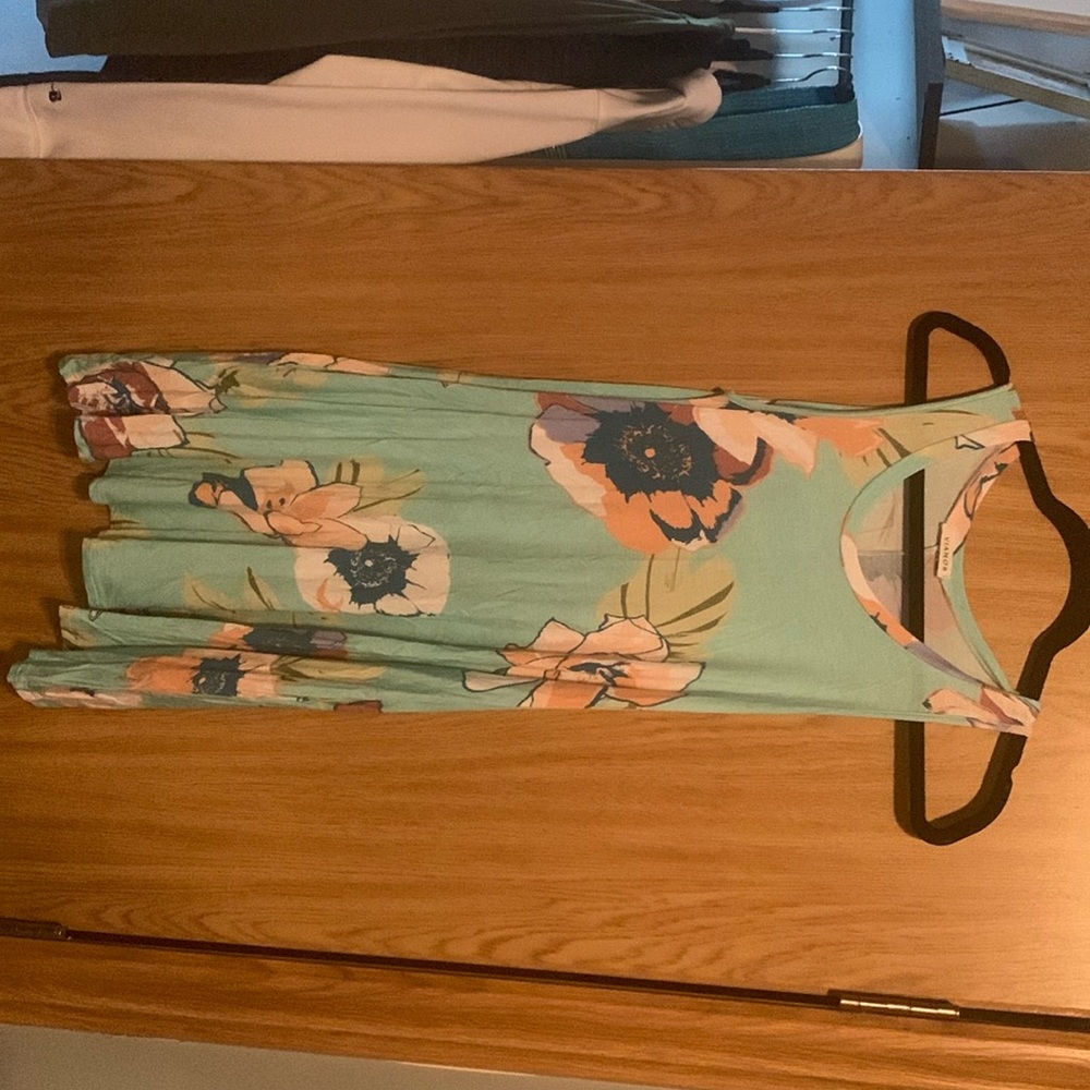 Mint floral tank top dress with pockets